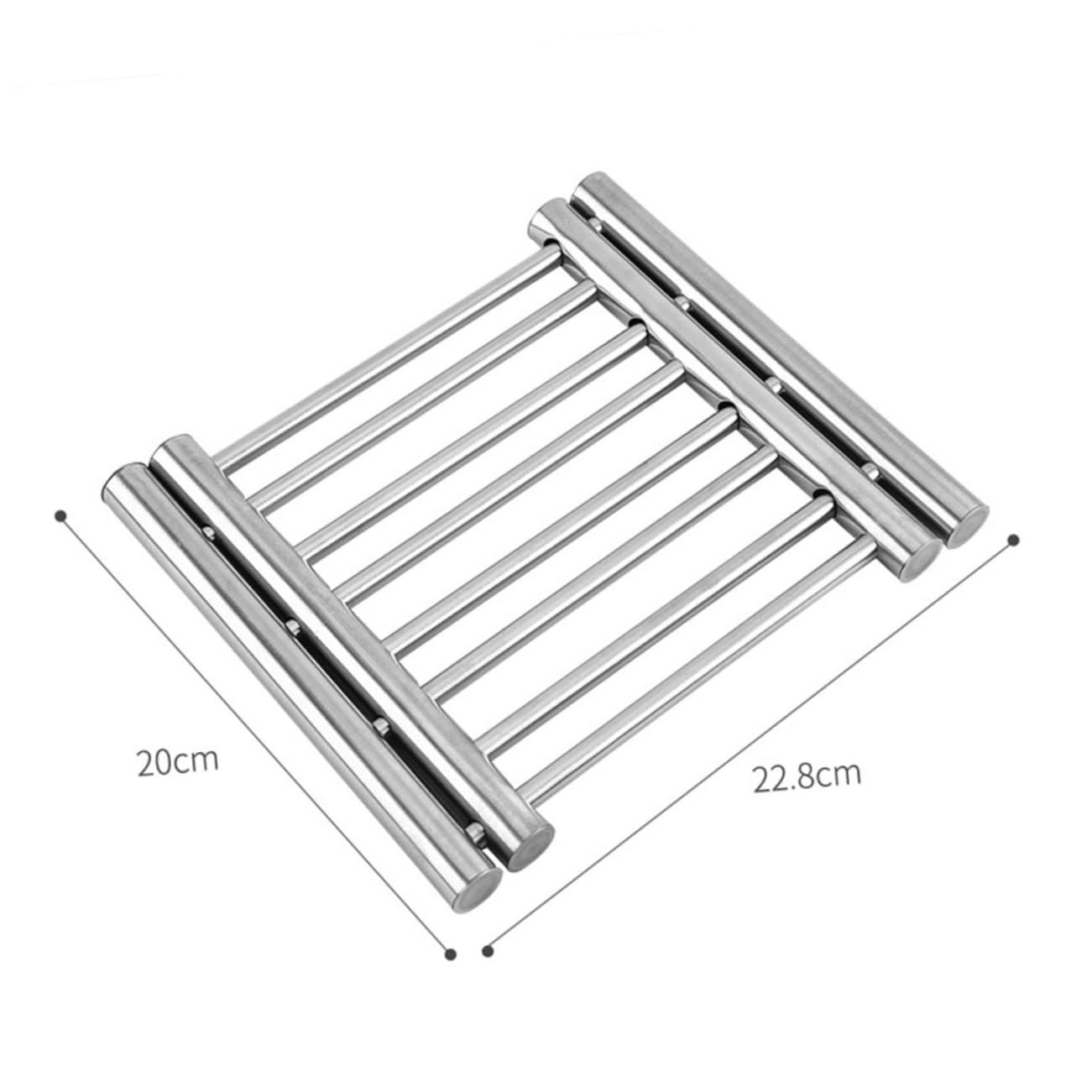 Ciieeo 1pc Retractable Square Stainless Steel Heat Resistant Pad for Kitchen Home and Office Premium Insulation for Countertops and Dining Tables Brown Silver