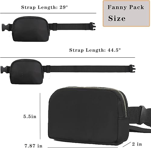 Miniatura 7 de Riñonera cruzada negra para mujer, bolsa de cinturón ajustable para exteriores, entrenamiento, viajes, casual, correr, senderismo, ciclismo,