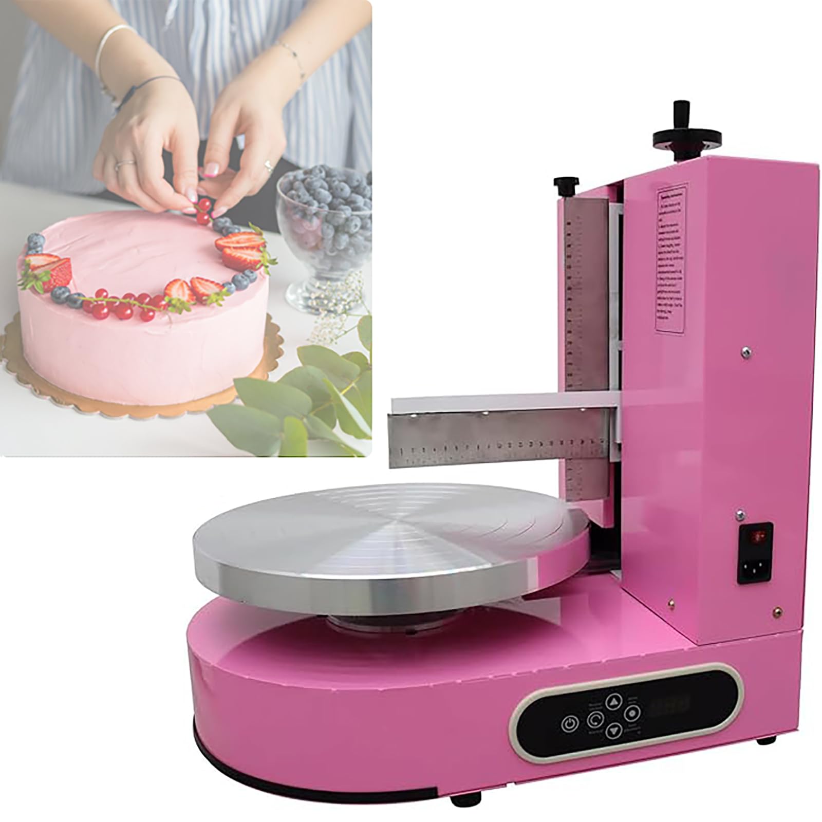 Máquina automática de revestimiento para alisar pasteles, esparcidor de decoración de crema para pasteles de 4 a 12 pulgadas, ideal para tiendas de postres