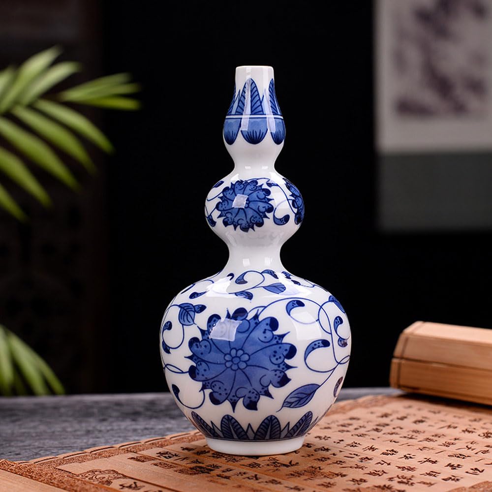 asdchZen Mini Vases Flower Decor Vintage Chinoiserie Flower Vase Blue And White Porcelain Vase Hydroponics Planter Flower Arrangement Container Dried Plant Holder Vase,D