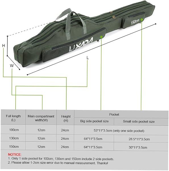 Lixada Faltbare Angelrutentasche für Outdoor-Angelruten, 100 cm, 130 cm, 150 cm - 3
