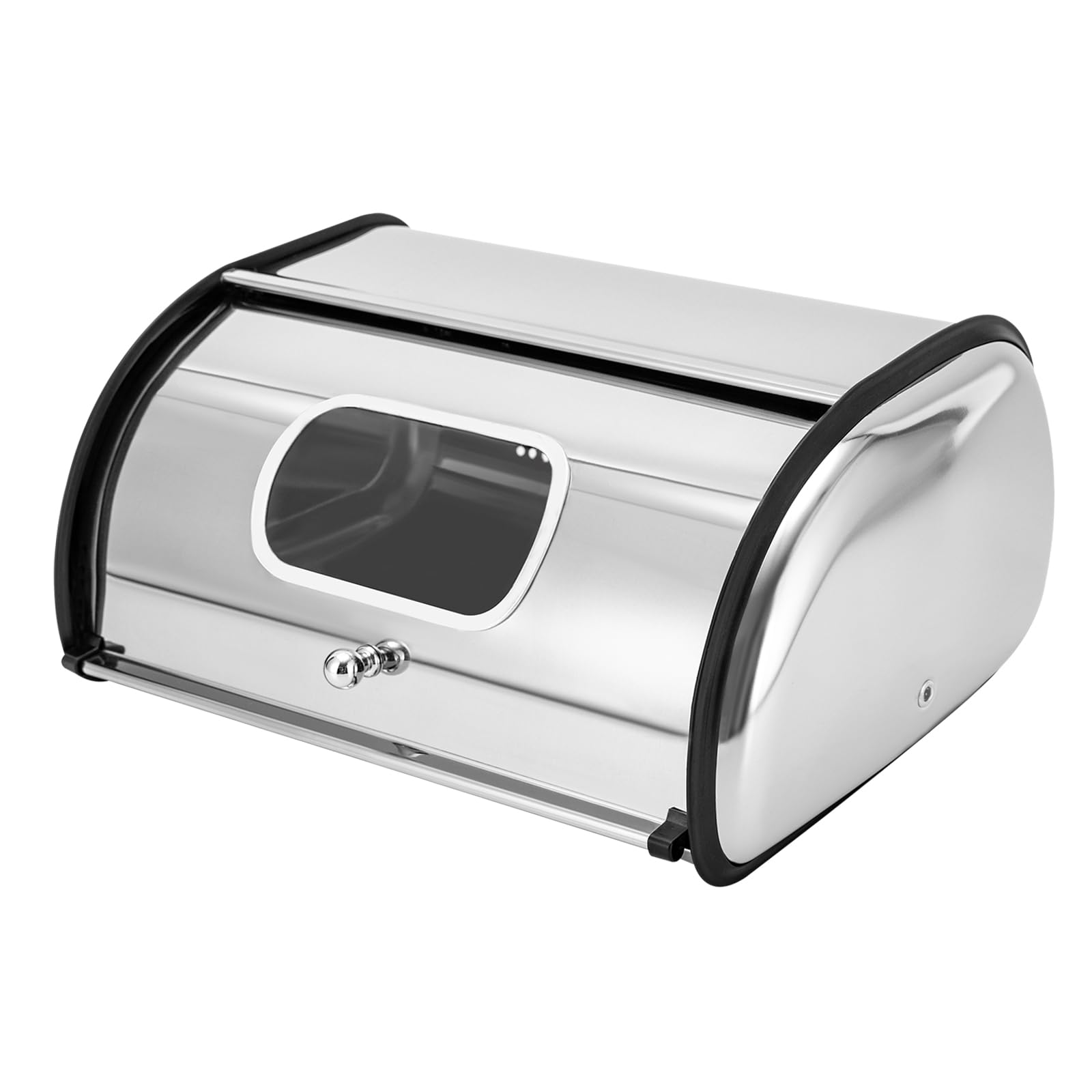 Panera de acero inoxidable de 5 litros – Contenedor de almacenamiento con tapa enrollable y ventana transparente Roll-up Art Panera Organizador con tapa enrollable y orificios de ventilación