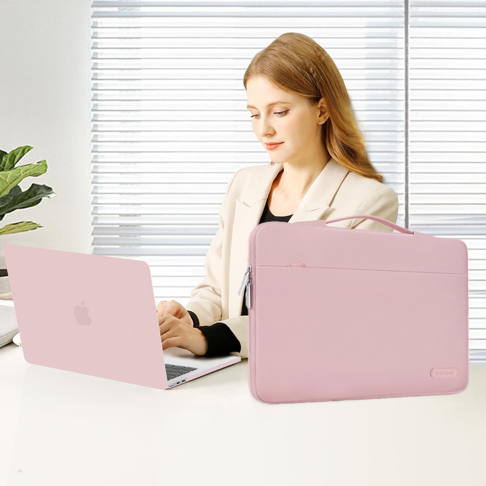 MOSISO Cover Compatibile con MacBook Air 15 Custodia M5 M4 M3 M2 2026-2023 A3448 A3241 A3114 A2941, Cover per Macbook Air 15 Pollici&Sleeve Borsa&Copritastiera&Pellicola&Copri Webcam, Rosa Baby