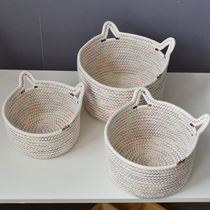 Panier de rangement en corde de coton organiseur de bureau table - 4