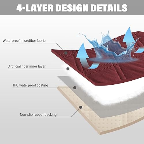 Miniatura 4 de TOMORO Funda antideslizante para sofá, 100 % impermeable, acolchada, protector de muebles con 5 bolsillos de almacenamiento, funda de sofá para