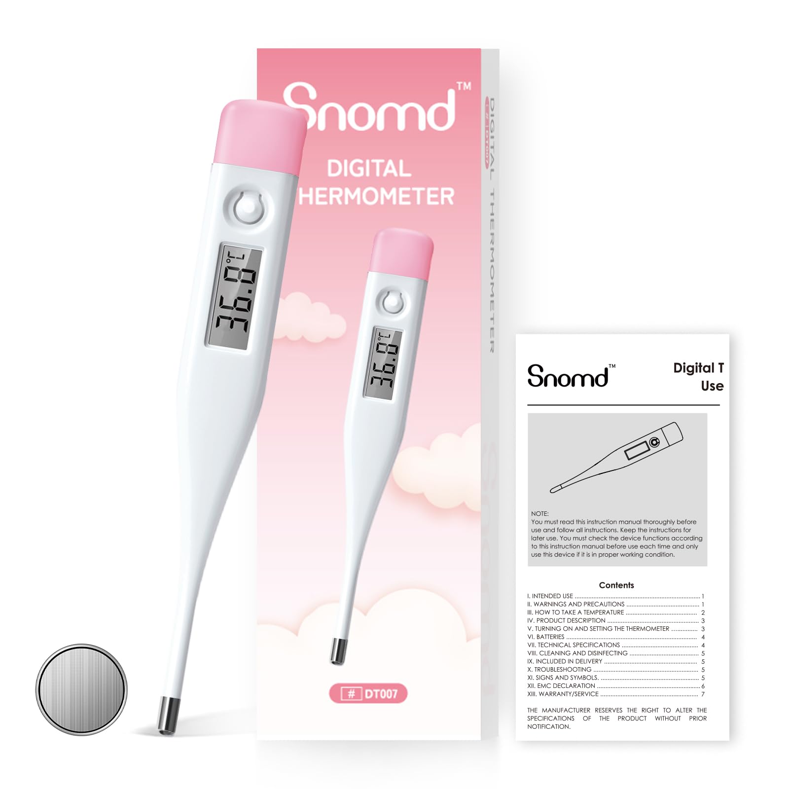 Thermomètre de fièvre numérique pour bébé, Enfant et Adulte, Thermomètre Médical Buccal, axillaire et Rectal pour Enfants fiévreux avec alarme et commutateur °C/°F