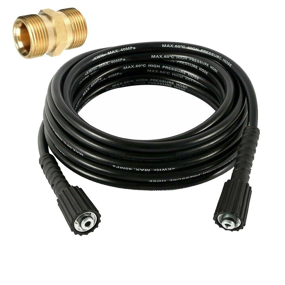 Manguera para lavadora de alta presión, 5/16 pulgadas, 5800 PSI con conector M22, doble cara, flexible de poliéster trenzado, manguera de lavado para limpiador a presión de gas, 5 m