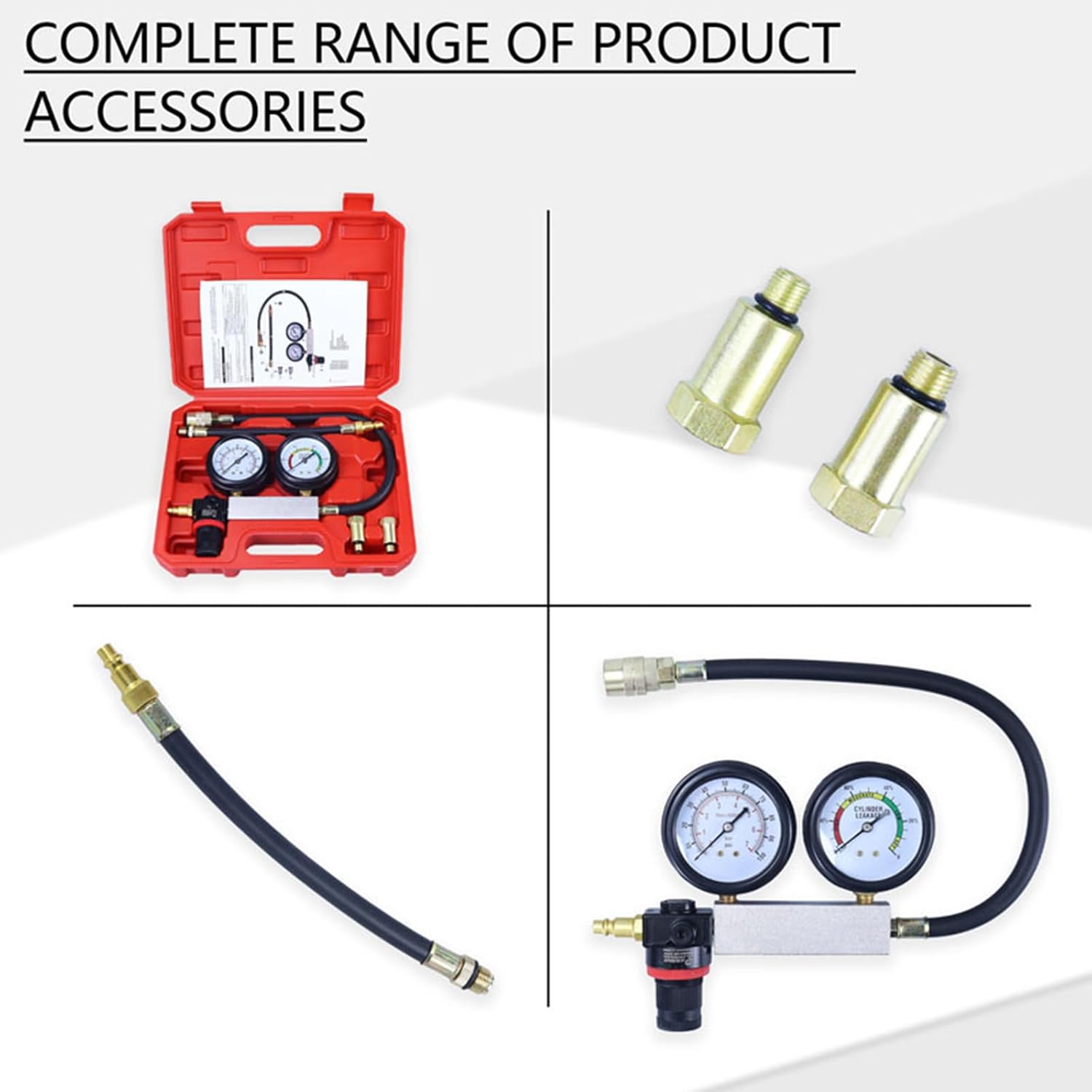 Double Gauge Leakdown Detector Tool for Car Motorcycle Truck Multifunction Automotive Engine Compression Tester Cylinder Leakage Tester