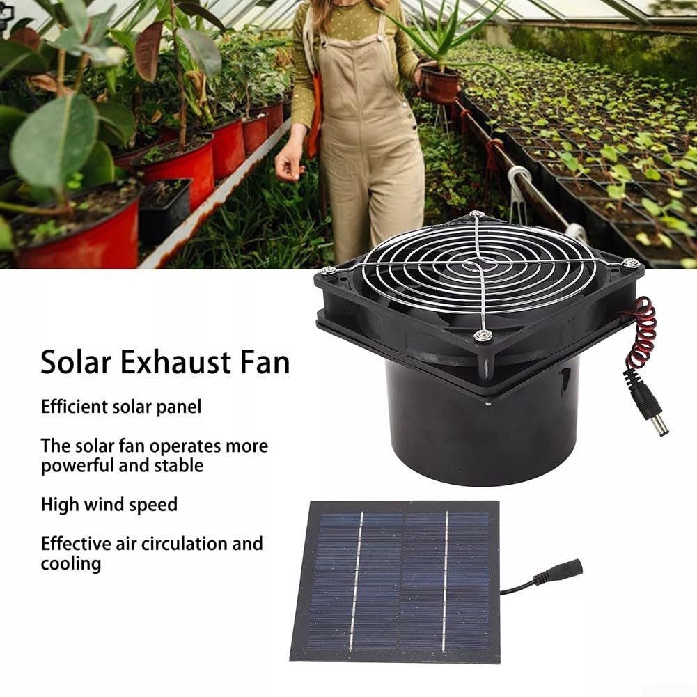 Kit di ventilatori a pannello solare, serra solare da 50 W con ventola di scarico per piccoli pollai, serre, capannoni, case per animali domestici, scarico delle finestre