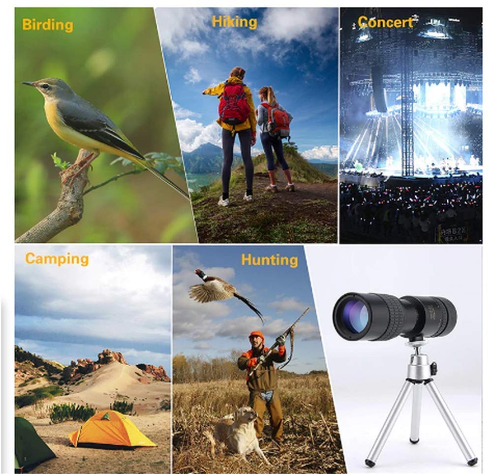 Monoculare impermeabile antiappannamento con supporto per smartphone e treppiede per birdwatching/caccia/campeggio/viaggio/escursionismo (con treppiede e clip), telescopio monoculare con zoom super