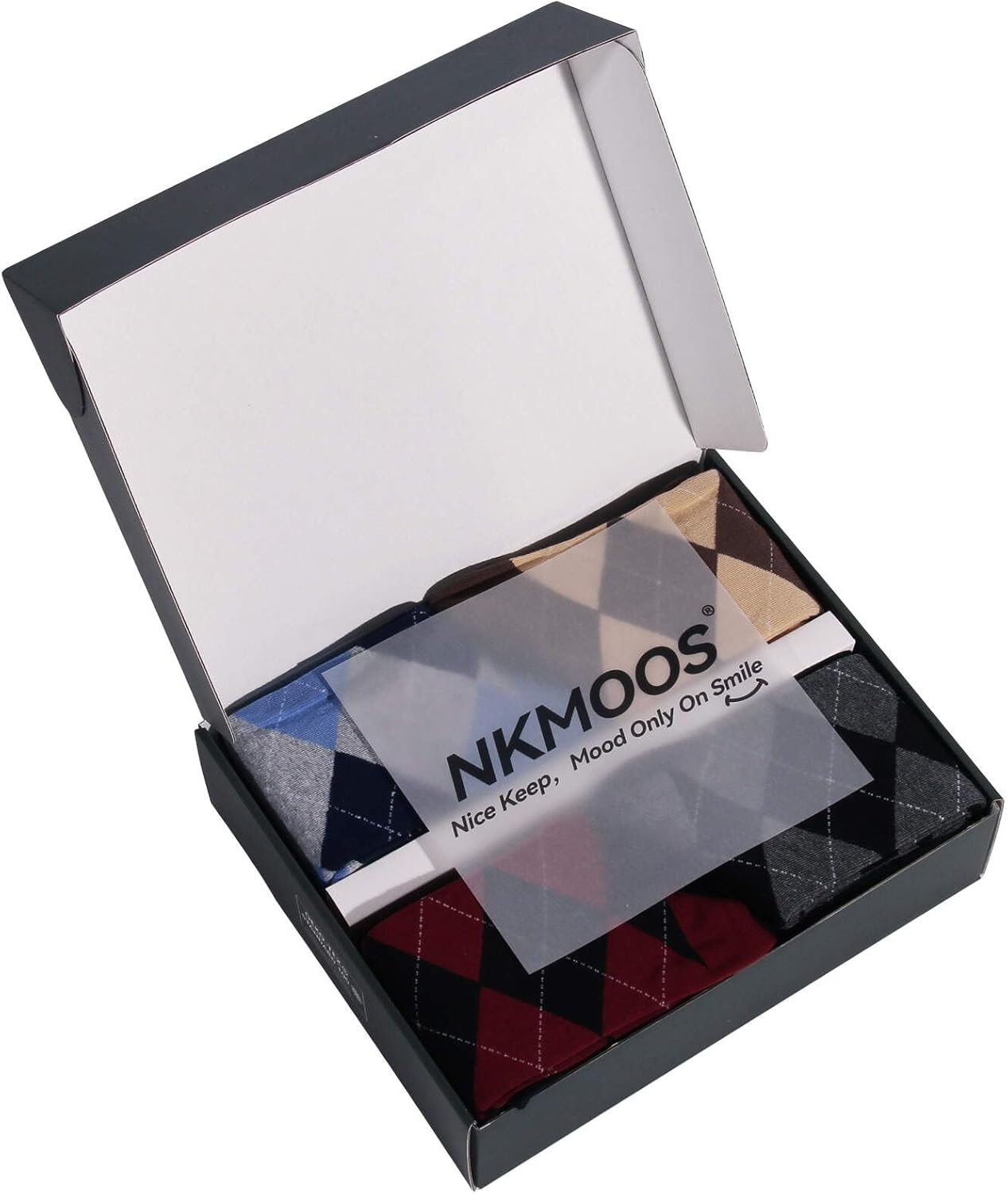 Men's Dress Socks Cotton Classic Argyle Stripes Black White Crew Socks Gifts For Men Size 7-10,10-13,13-15,12-Pairs - Image 5