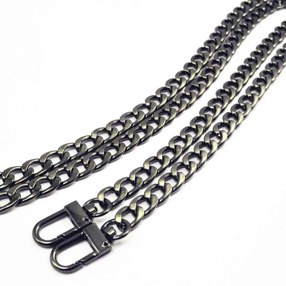 47" Crossbody Chain Strap for Purse Handbag Shoulder Bag Replacement 120cm Iron Flat Purse Chain Strap Replacement Bag Chain with Metal Buckles - 6 OZ in Weight (Gun-Black)