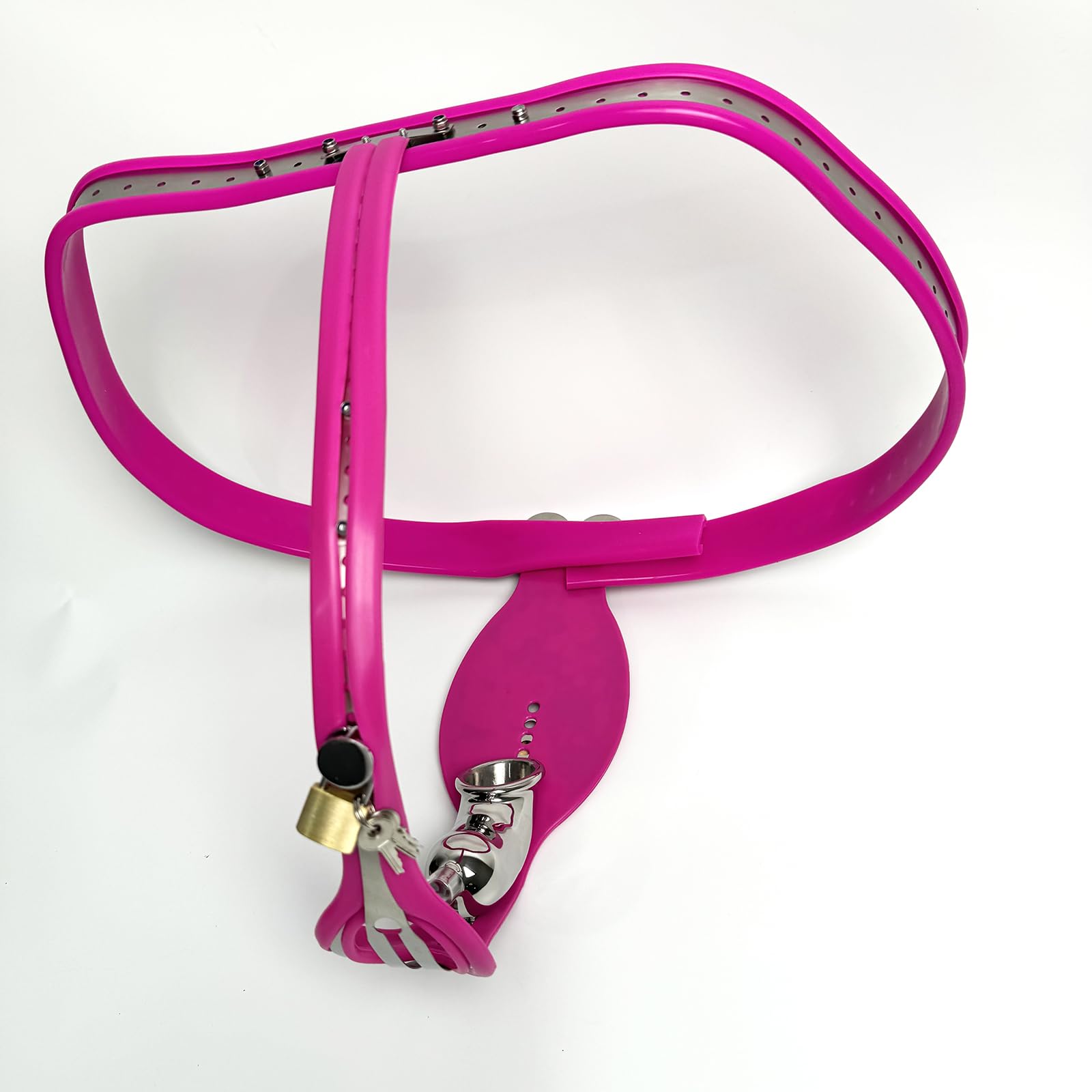 Ceinture de chasteté invisible en acier inoxydable pour hommes rose 60-90cm YILUQIFLY Cage à pénis ajustable