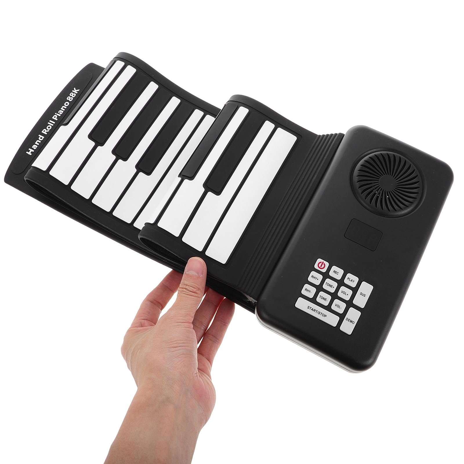 MERRYHAPY Pianoforte Nero 88 Tasti Arrotolabile Elettronico in Silicone Tastiera Portatile Alimentata a Batteria e USB per Viaggi e Pratica Musicale