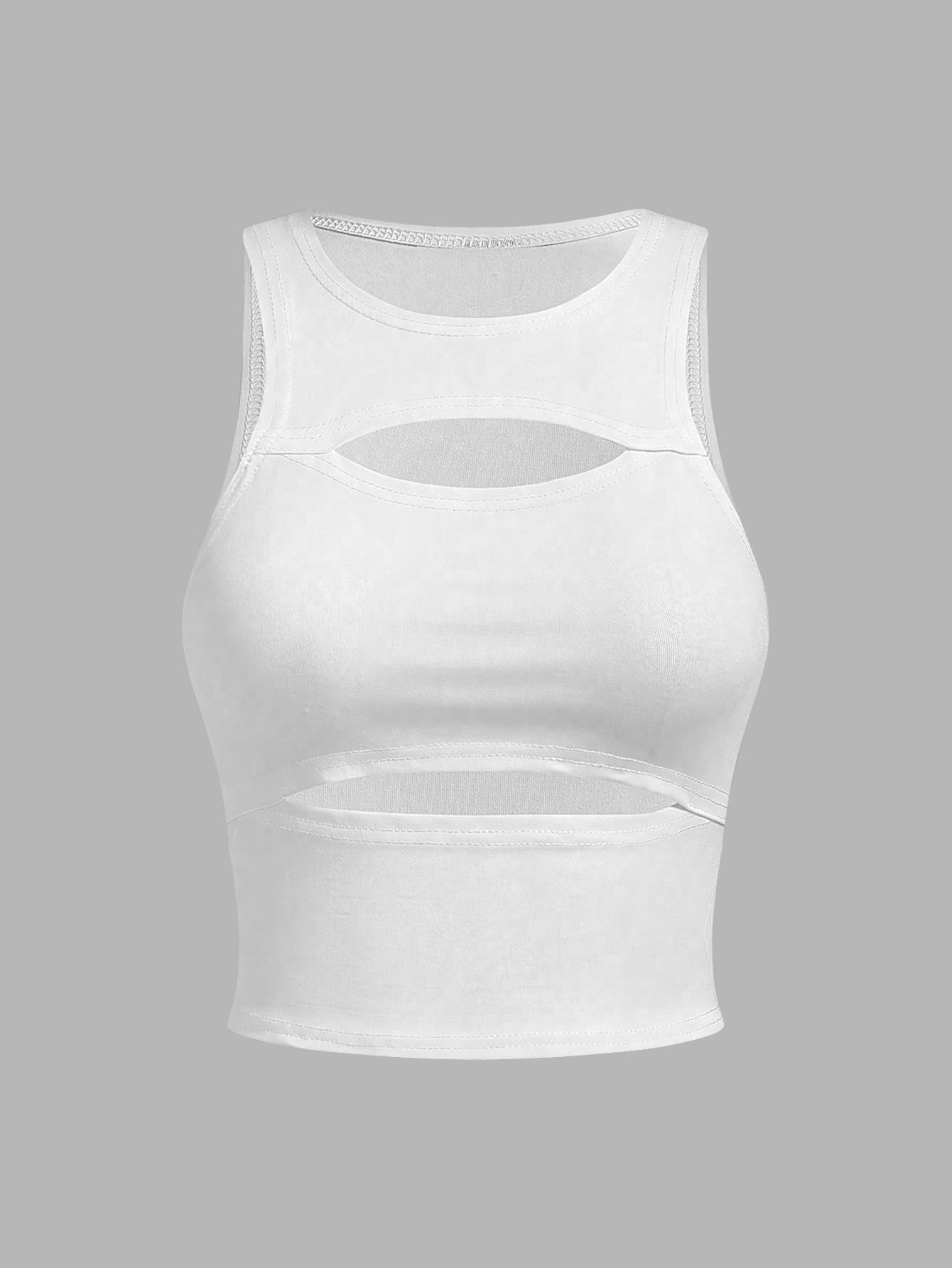 Sugathari Canottiera da donna e ragazza, slim fit, tinta unita, girocollo, estiva, elasticizzata, per feste, abbigliamento da strada (maglietta 262)