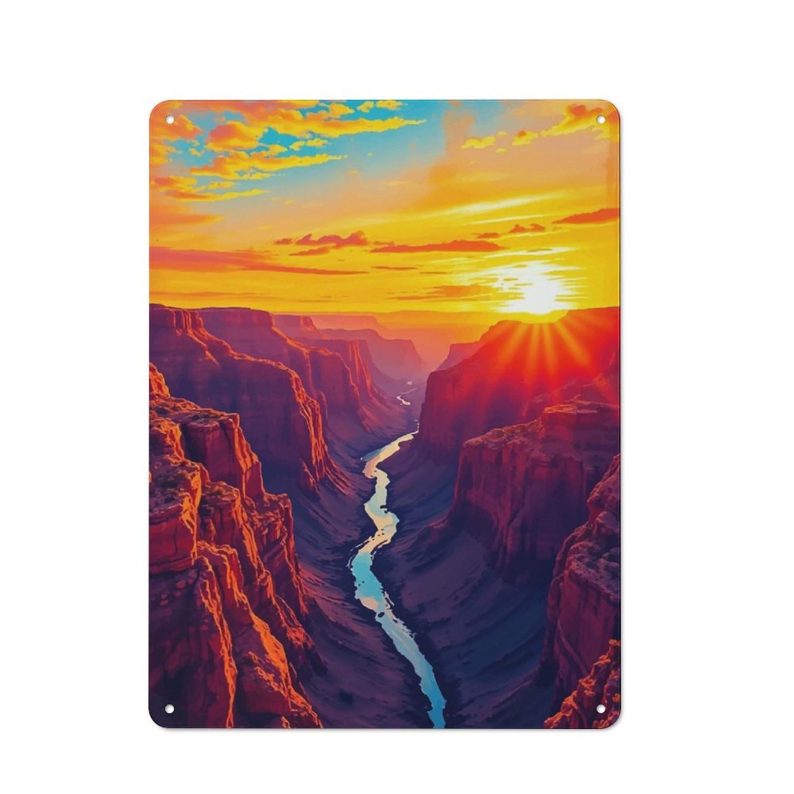 Vintage Metal Plaque 40x30cm Featuring Grand Canyon Sunset for Home Bar Wall, A Metal Wall Feature for Home Bars And Entertaining Spaces