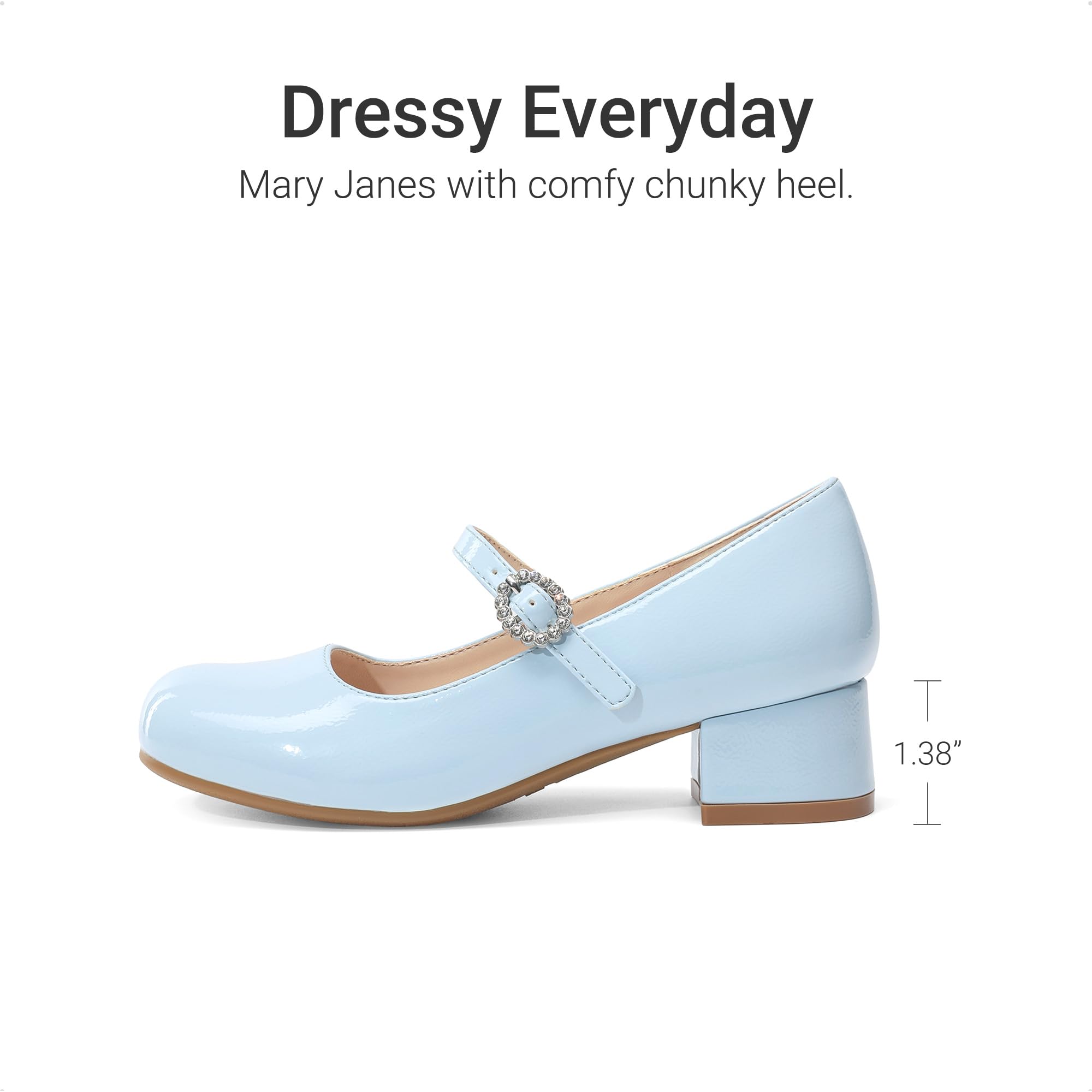DREAM PAIRS Chaussures Fille Mary Jane Bout Carré Petit Talon Ballerines Confortables Soutien de Voûte Chaussures Habillées Soirée Mariage Princesse