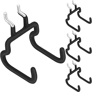 4 Pieces Pegboard Hooks Pegboard Drill Holder Pegboard Double Power Tool Black Pegboard Flat Utility Hook Peg Board Organization Accessory for Workbench, Garage Storage (2.75 x 2.56 x 3.54 Inch)