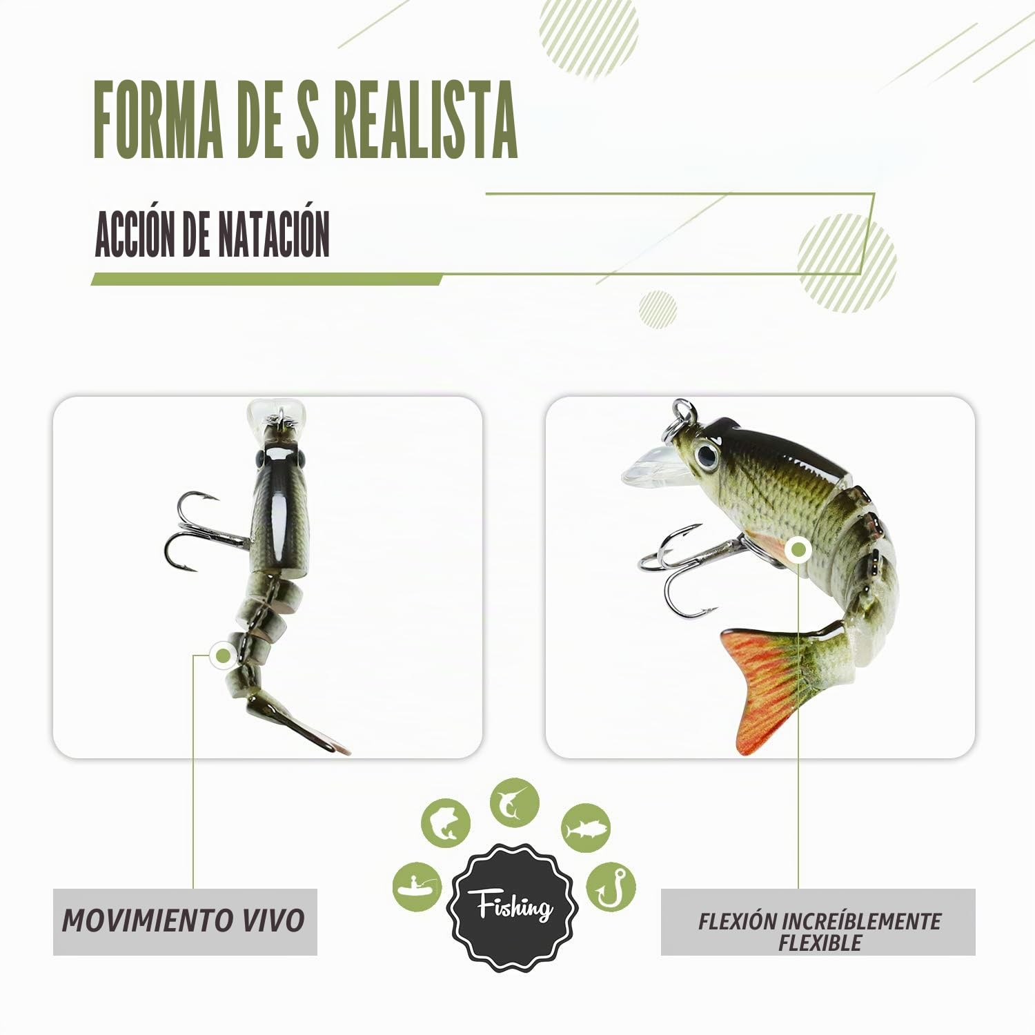 TRUSCEND señuelos de Pesca para Agua Dulce y Salada, Lifelike Swimbait para la Trucha Bass, Lento hundimiento Bass señuelo de Pesca, Regalo de la Pesca para los Hombres, la Pesca Familiar Gear