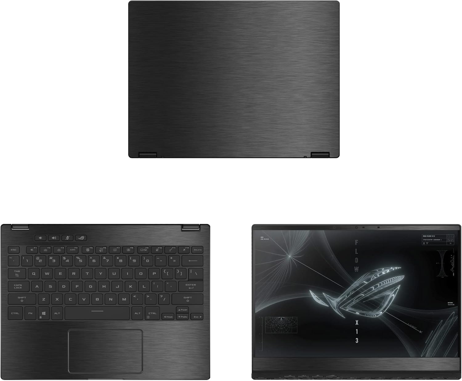 Decalrus - Protective Decal for The Asus ROG Flow X13 GV301 (13.4" Screen) Laptop Dark Grey Texture Brushed Aluminum wrap BAasusRogFlowX13_GV301Dark Grey