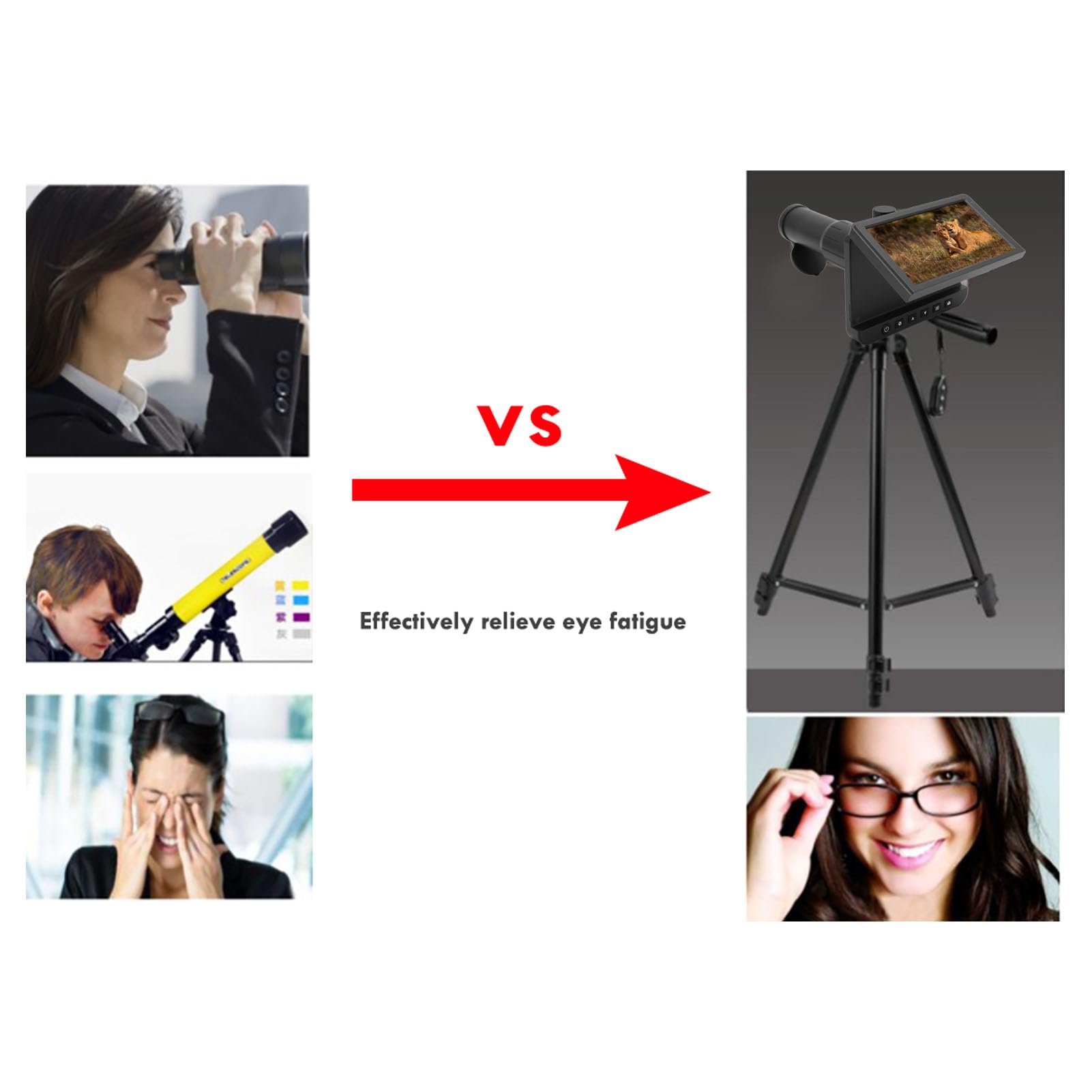 Cámara Telescópica Digital, Aumento de 50X, Telescopio Digital de Vídeo 1080P con Cámara, Grabadora de Fotografías y Vídeo con Pantalla LCD de 5 Pulgadas para Caza Al Aire Libre