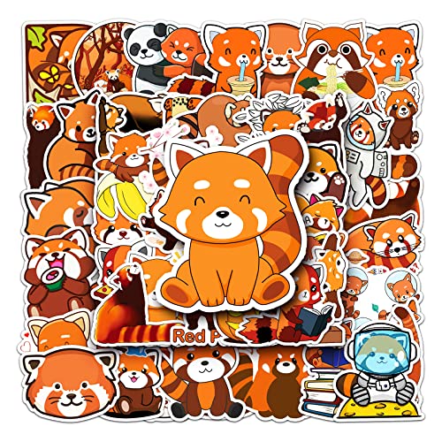Cute Red Panda Stickers, 50pcs Waterproof Cartoon Panda Stickers for Water Bottle Laptop, Car, Motorcycle, Bicycle