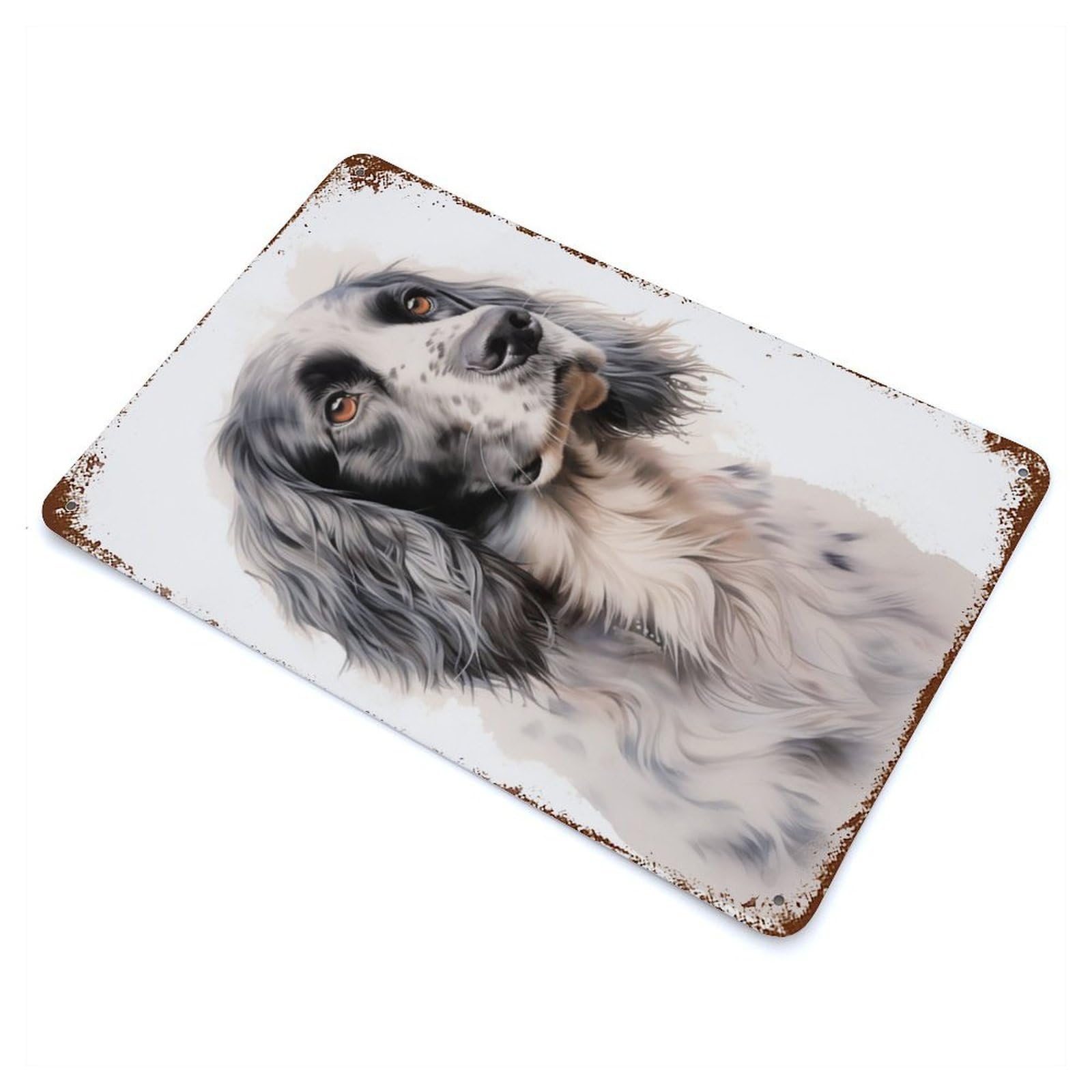 Garage Style English Setter Dog Vintage Rust Metal Sign 11.8"x7.9", Industrial Home Decor for Bar And Workshop