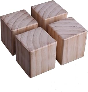 Set of 4 Furniture Legs Wooden Home Furniture Riser Furniture Feet Bed Increase Furniture Height Furniture Raiser (Size: 5 x 5 x 8 cm)