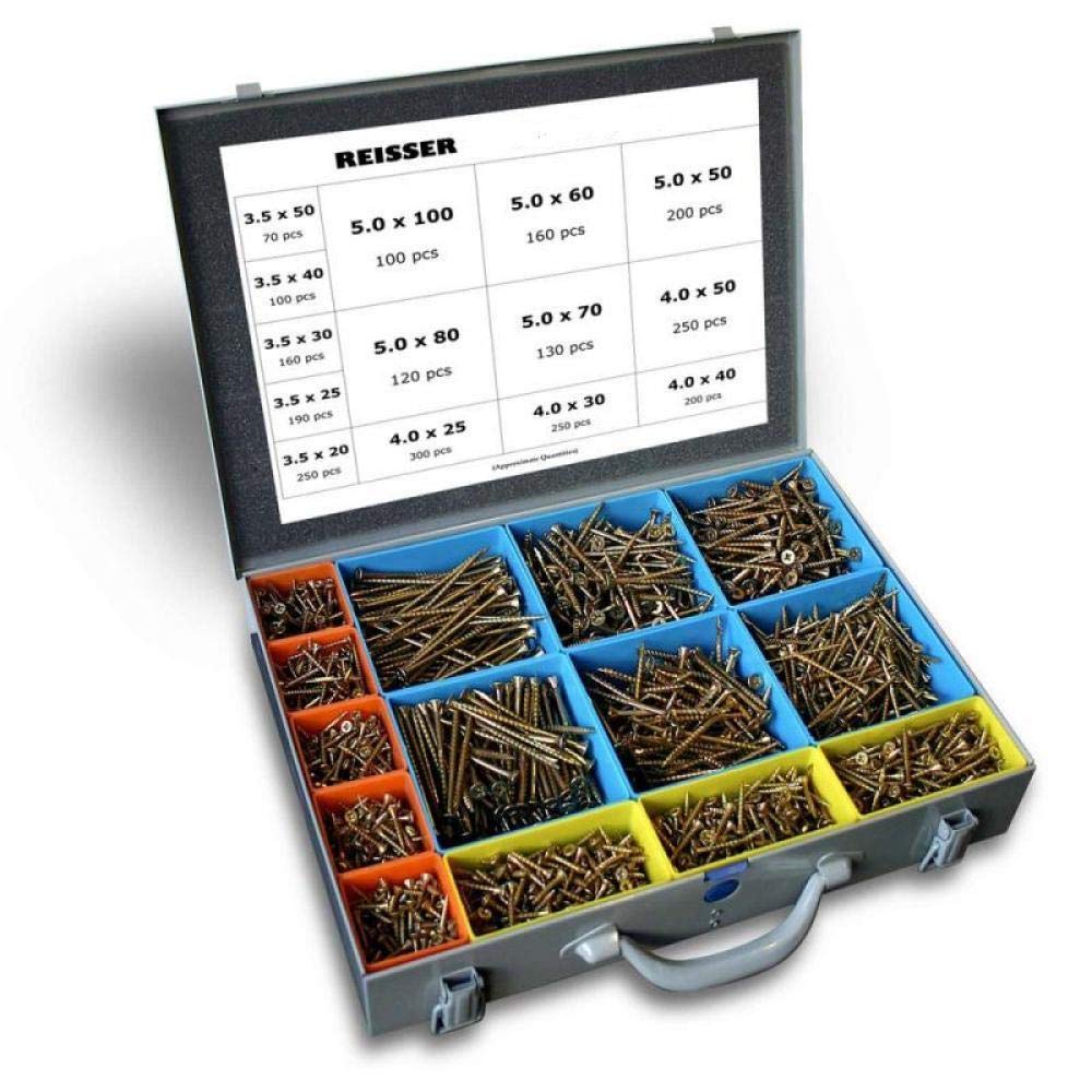 Reisser 2480 Piece Assorted R2 Woodscrew in Steel System Case