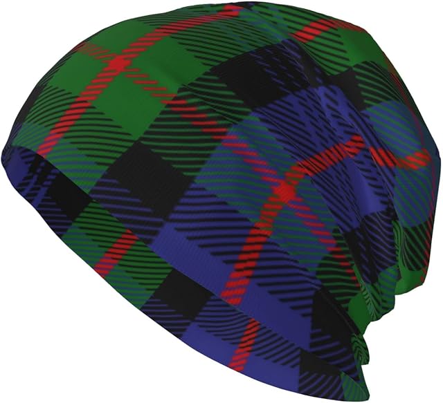 Oudrspo Unisex Beanie Hat Scottish Clan Bailey Tartan Plaid Warm Slouchy Knit Hat Headwear Gift for Adult