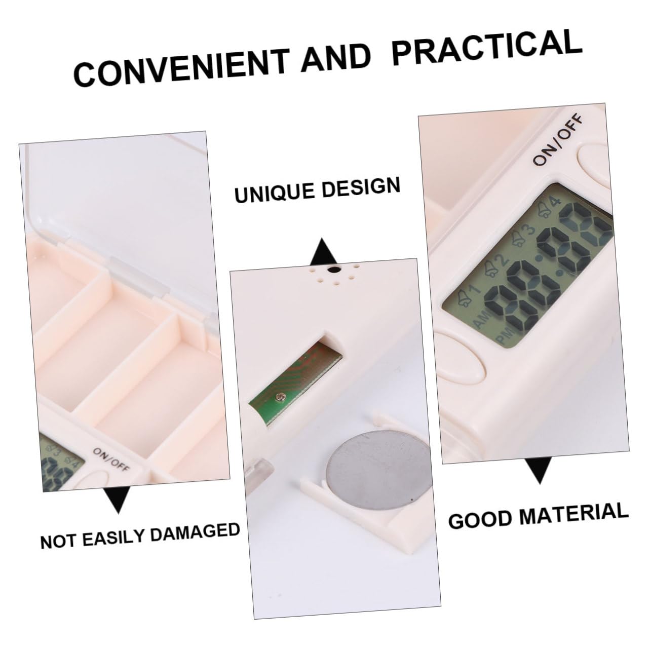 Healeved 2pezzi Portapillole Timer Organizer Medicinali Per Anziani e Allarme Design e Portatile Capacità Per