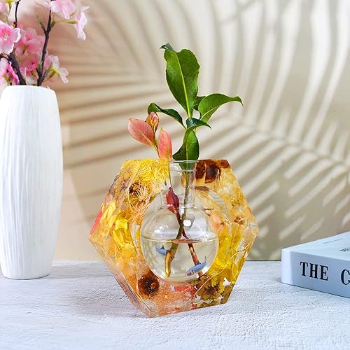 Miniatura 2 de Molde de resina de silicona para estación de propagación de plantas, molde epoxi hexagonal para hidropónico, con botella de plástico para decoración