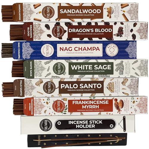 Trumiri TRU-ISVP-CLASSIC Incense Sticks - Total 120 Insence-Sticks (20 Insense X 6 Inscents) - Inciensos Aromaticos Para La Casa Incents With Nag Champa Sage Palo Santo Frankincense Sandalwood Inscents-Sticks + Holder cover