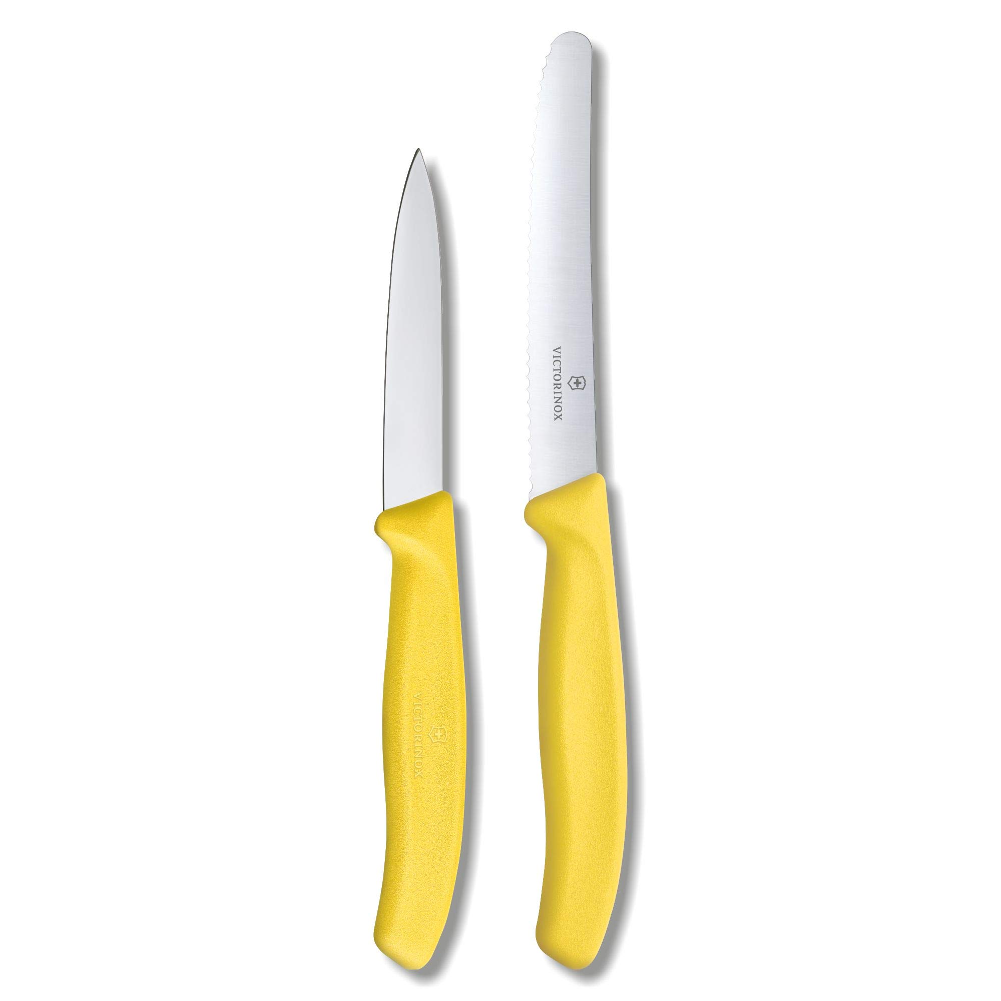 Victorinox Swiss Made Stainless Steel Kitchen Knife Set (2 Pcs) Straight Edge 8 cm and Wavy Edge 11cm Knives, Yellow, Kitchen Tools and Items | CB.6.7606.36.L118 (B001U571LU) Amazon Price History, Amazon Price Tracker