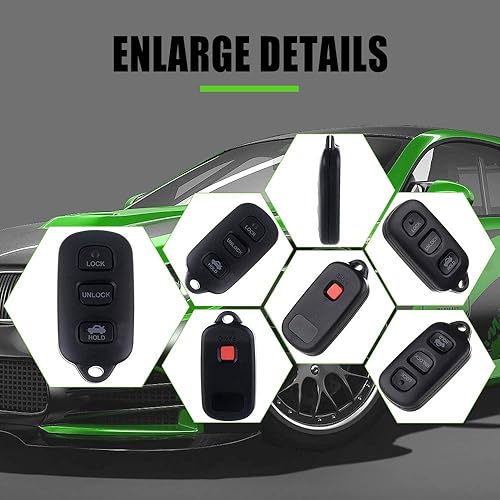 Miniatura 6 de SCITOO 1 llavero de repuesto para automóvil sin llave, 4 botones para Toyota Camry Corolla Matrix Sienna para Pontiac Vibe GQ43VT14T