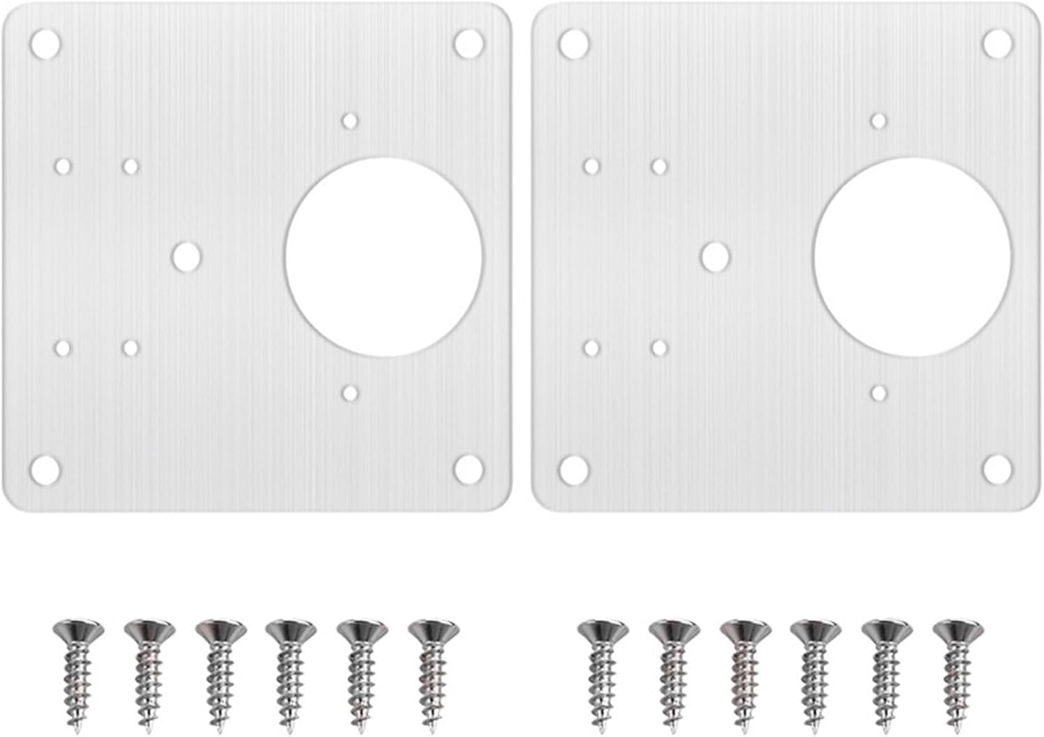 8pcs Hinge Plate Brushed Stainless Steel Cabinet Hinge Fixing Plate Bracket Kit with Mounting Screws Door Hardware(6 Pack)