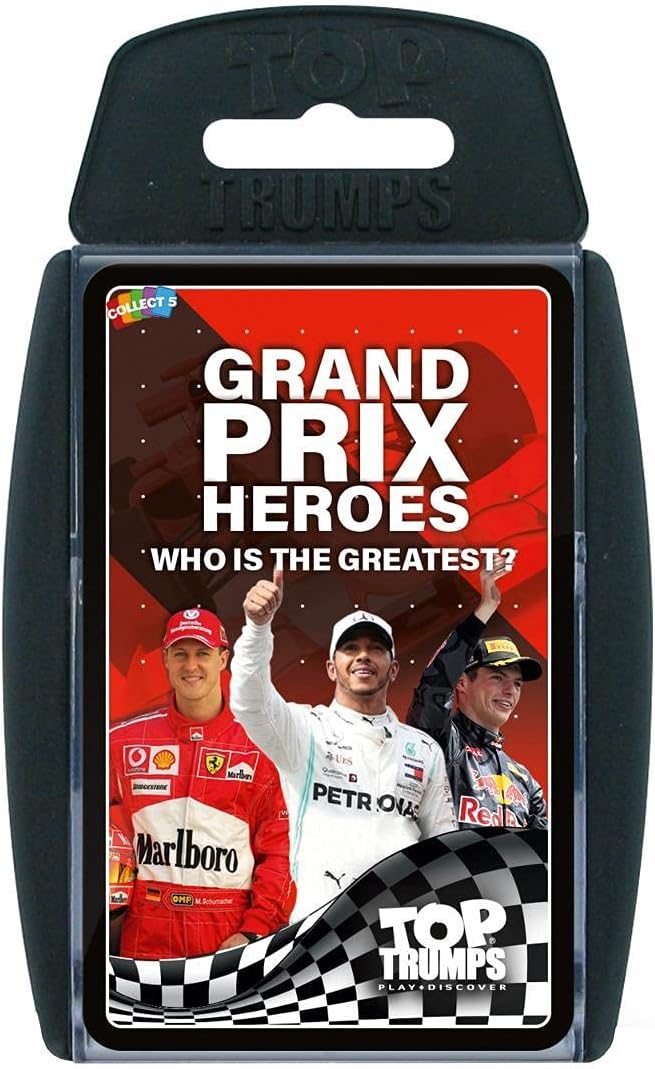 Top Trumps Grand Prix Heroes Classic Card Game, learn facts about racing drivers including Sebastian Vettel, Lewis Hamilton and Daniel Ricciardo, gift and...
