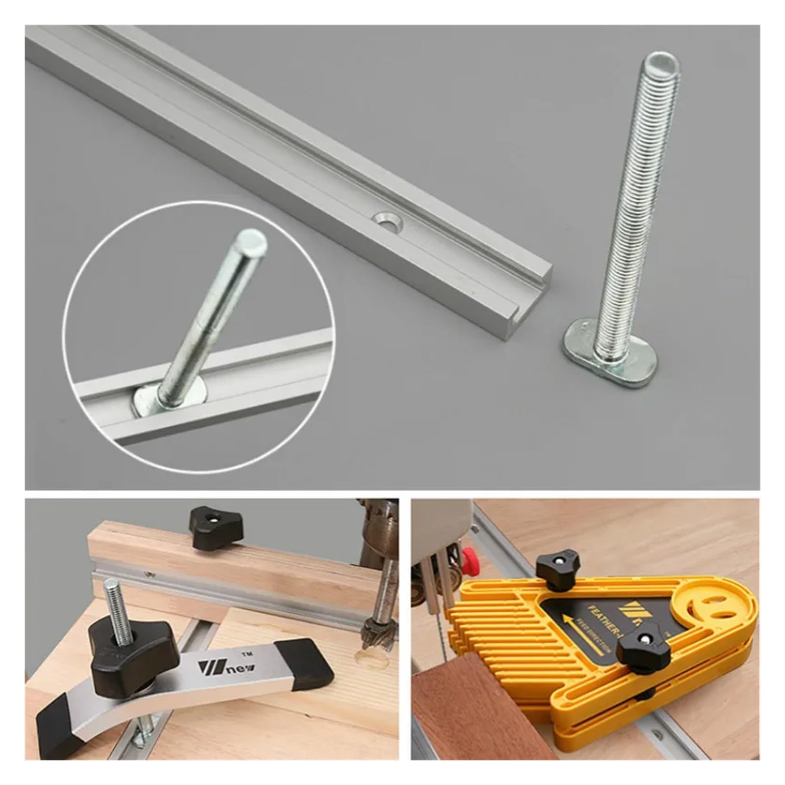Riel de inglete de ranura T Guía de ingletes con ranura en T de aluminio for carpintería, accesorio for mesa de fresadora, sierras de cinta, herramienta de bricolaje, longitud 300/400/500/600/800 mm(C