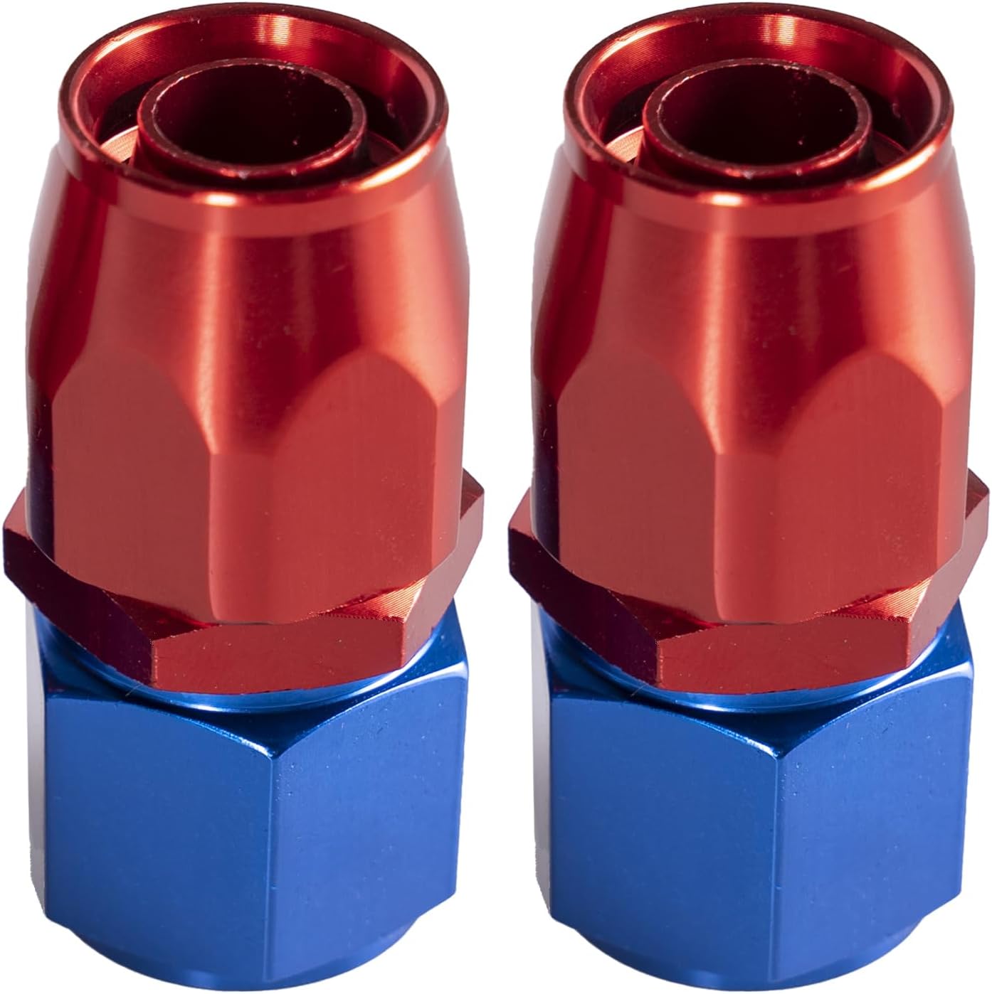 2PCS 10AN Straight Aluminum Swivel Hose End Fitting for Braided CPE Fuel Hose Blue/Red (Straight)