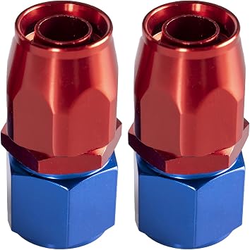 2PCS 6AN Straight Aluminum Swivel Hose End Fitting for Braided CPE Fuel Hose Blue/Red Straight