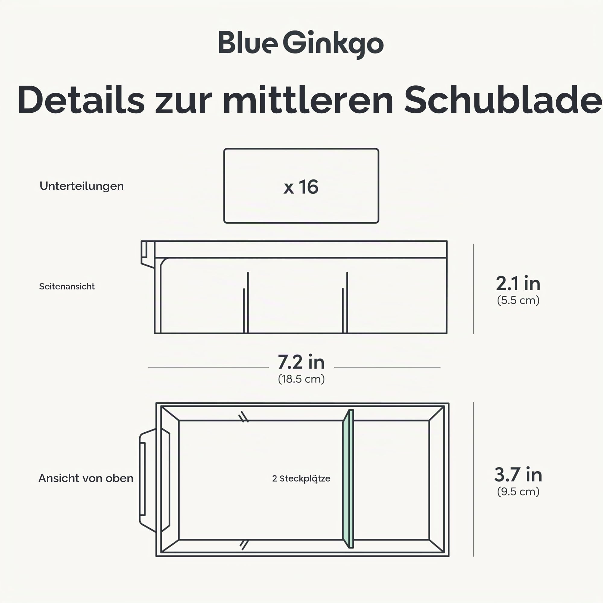 BLUE GINKGO Mittelgroßer Aufbewahrungsschrank mit 16 Schubladen – stapelbare Perlen- und Bastelaufbewahrung, Hardware-Kleinteile-Organizer, Lehrer-Werkzeugkasten (hergestellt in Korea) – Grau