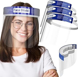 Face Shield | Case of 48 | Clear Plastic Face Shields for Women, Men & Kids, Anti-Fog, Lightweight Reusable Face Shield Mask, Safety Visor Cover with Comfortable Sponge & Elastic Band