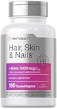 Horbäach Hair Skin and Nails Vitamins | 150 Caplets | with Biotin and Collagen | Supplement for Women and Men | Non-GMO, Gluten Free