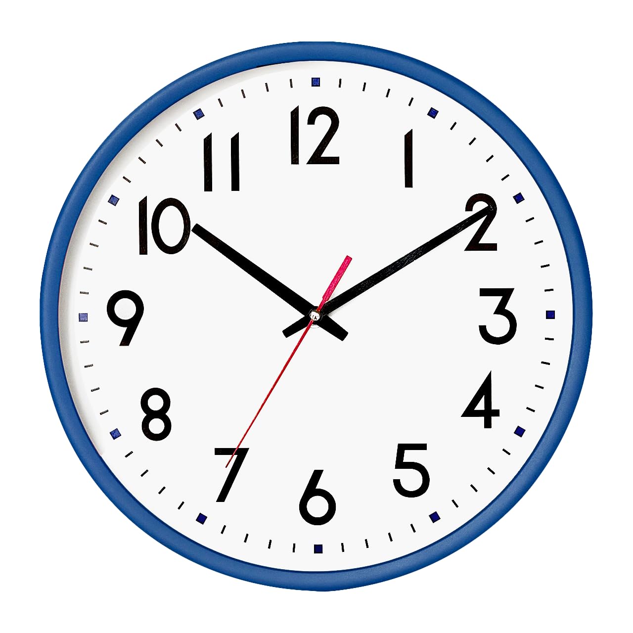 Moiubik Wall Clock 12 Inch Silent Non Ticking Battery Modern Decorative for Living Room Bedroom Kitchen School(blue)