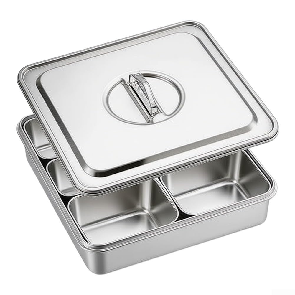 Scatola per condimenti in acciaio inossidabile con vassoi staccabili per spezie condimenti cibo secco forniture armadio forniture argento 43,5 cm