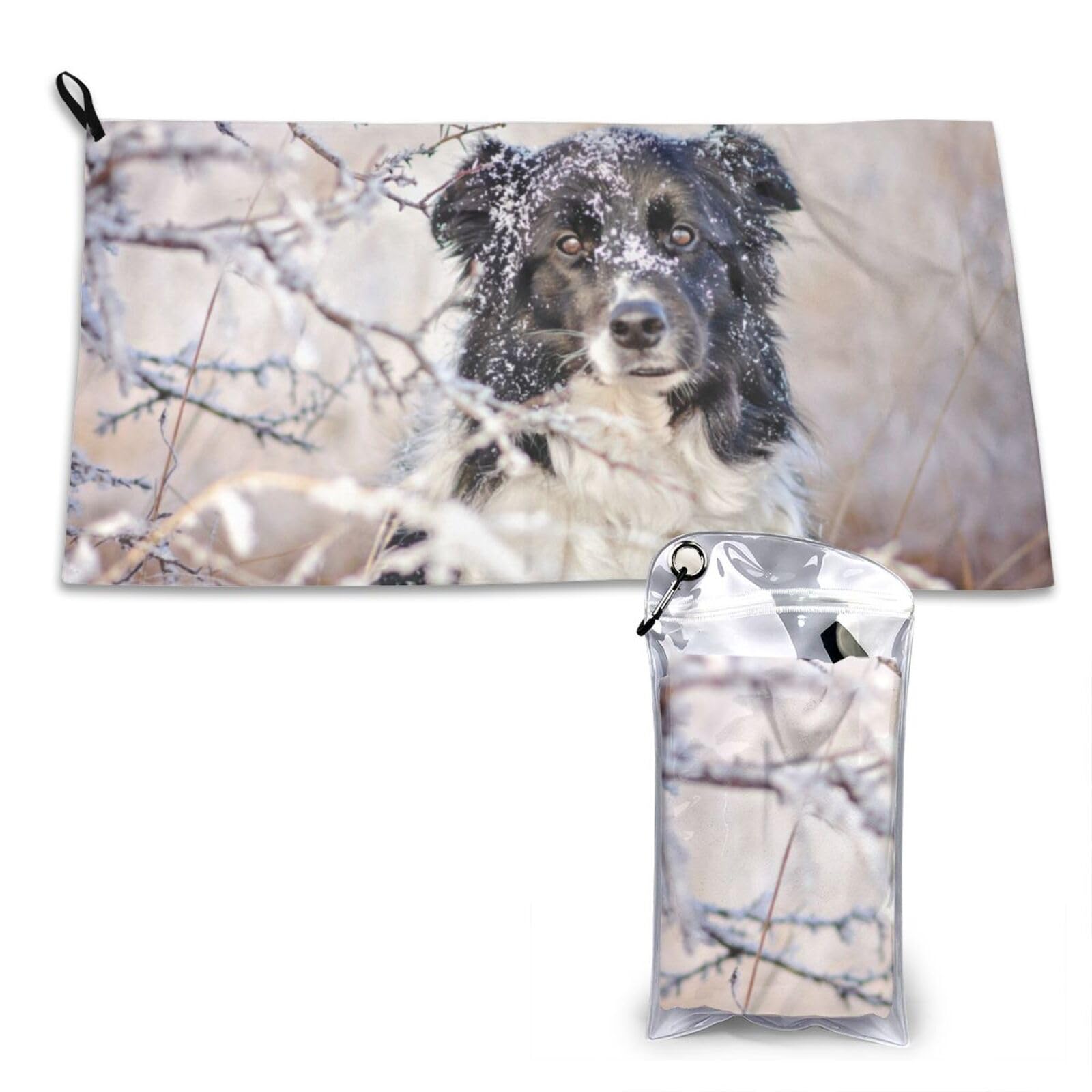 Border Collie Winter Snow White Black DogsQuick Dry Towel,Microfiber Towels Bulk for Adults 16"x 1711"