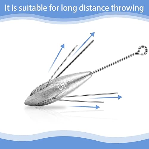 Miniatura 5 de 5 Pcs Sputnik Sinker Fishing Equipment Long Tail Fishing Weights Saltwater Surf Casting Sinkers Catfish Beach Spider Weights for Ocean Sea Sand 3 oz