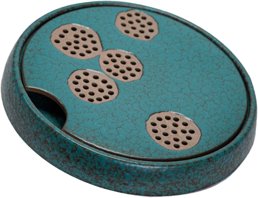 Unomor Peacock Green Ceramic Storage Plate Teapot Tray Tea Kettle Tray Multipurpose Teacup Plate Heat-Resistant Easy Cleaning