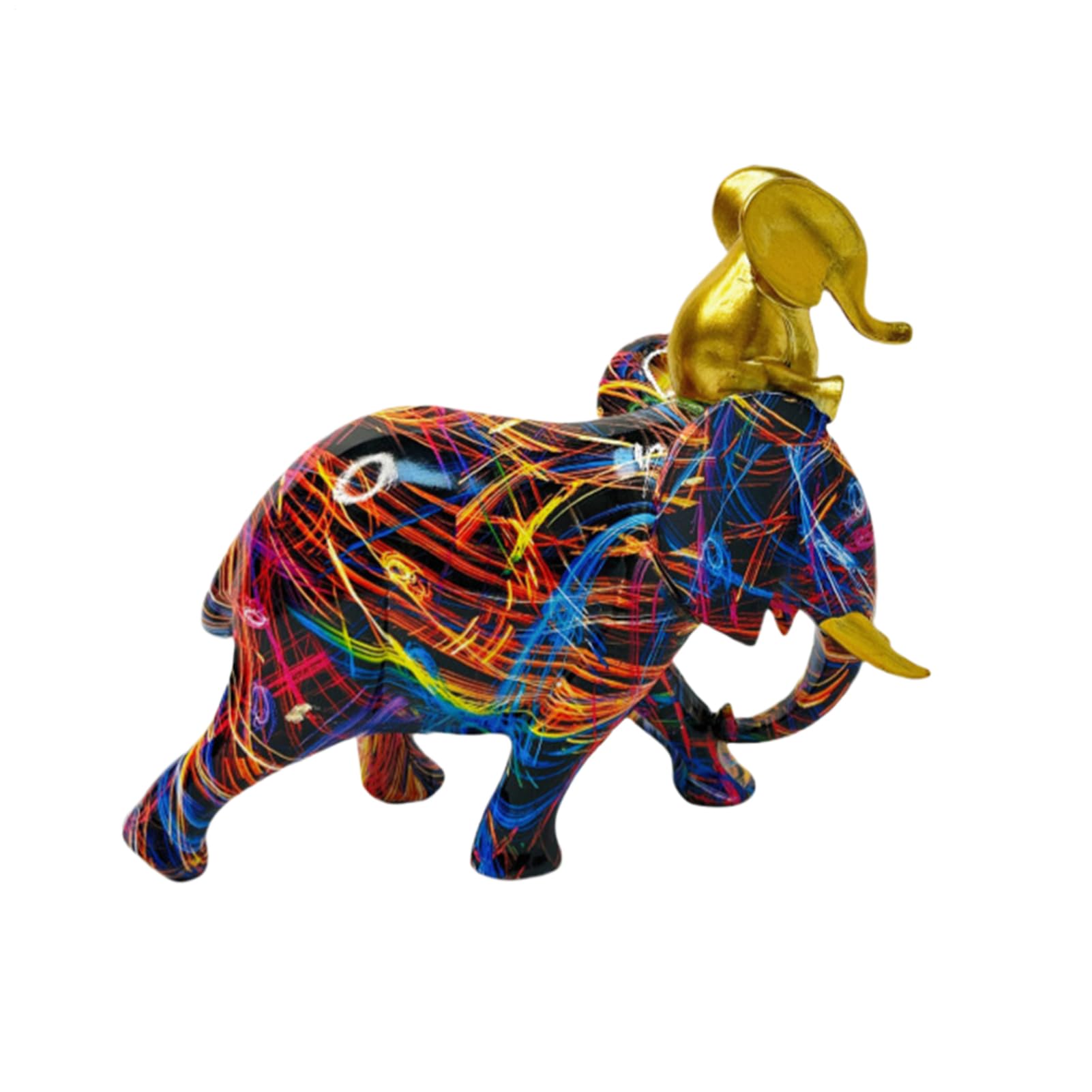 Statue d'éléphant colorée en résine moderne pour déco de salon