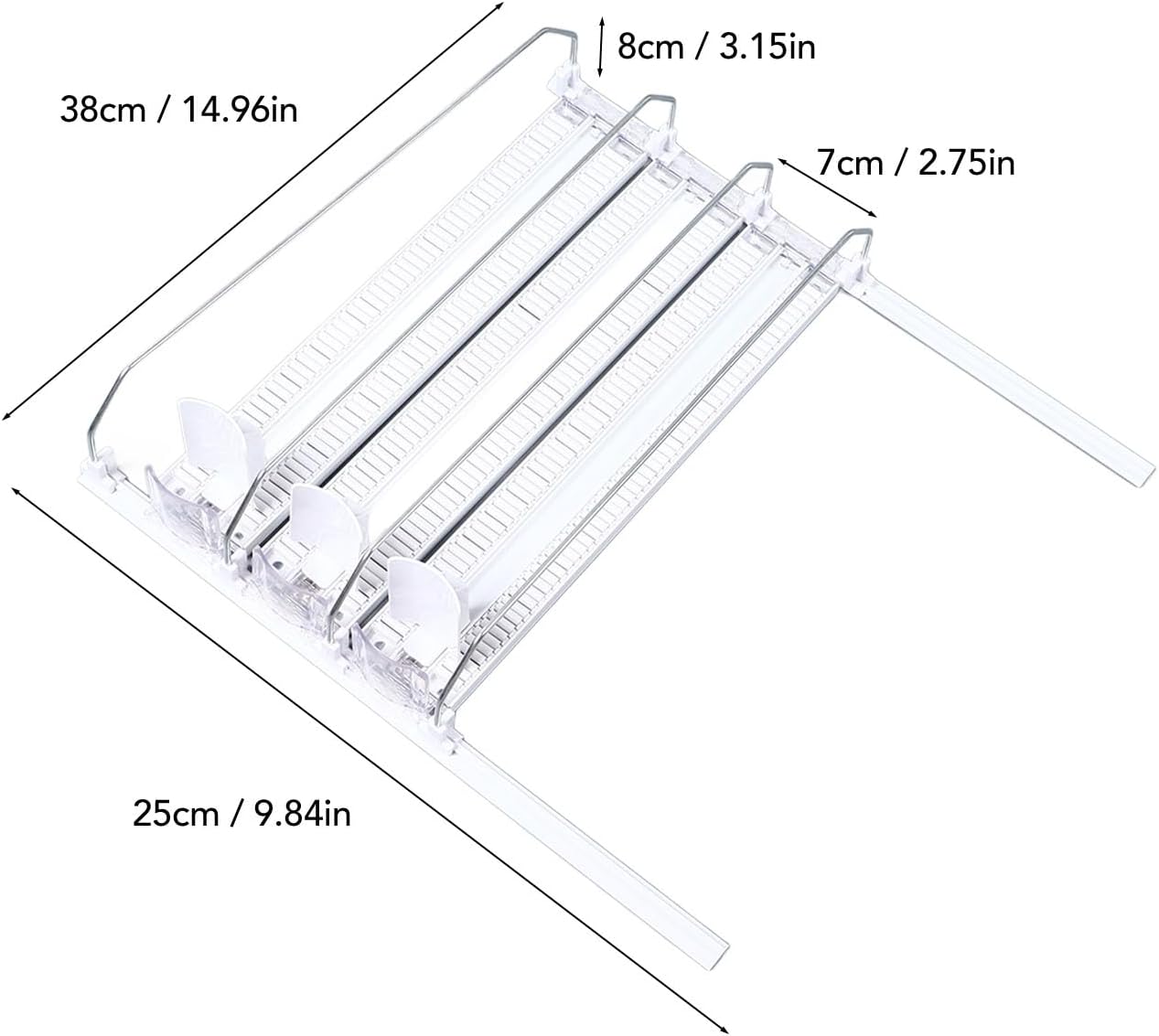 Tyenaza 38cm Fridge Drink Dispenser, Adjustable Refrigerator Self Pushing Soda Can Dispenser for Beer Pop Can (3Pcs)